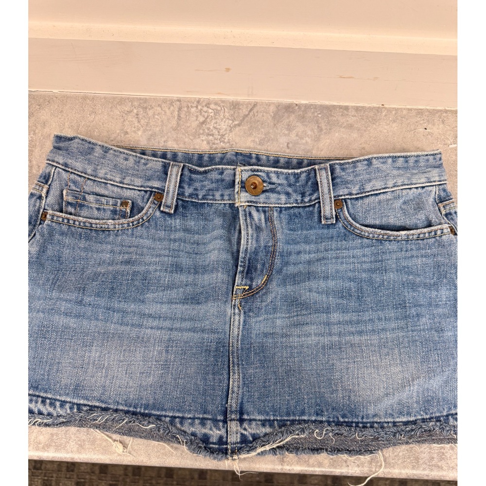 X2 Quality Denim Light Wash Frayed Hem Mini‎ Skirt Size 12